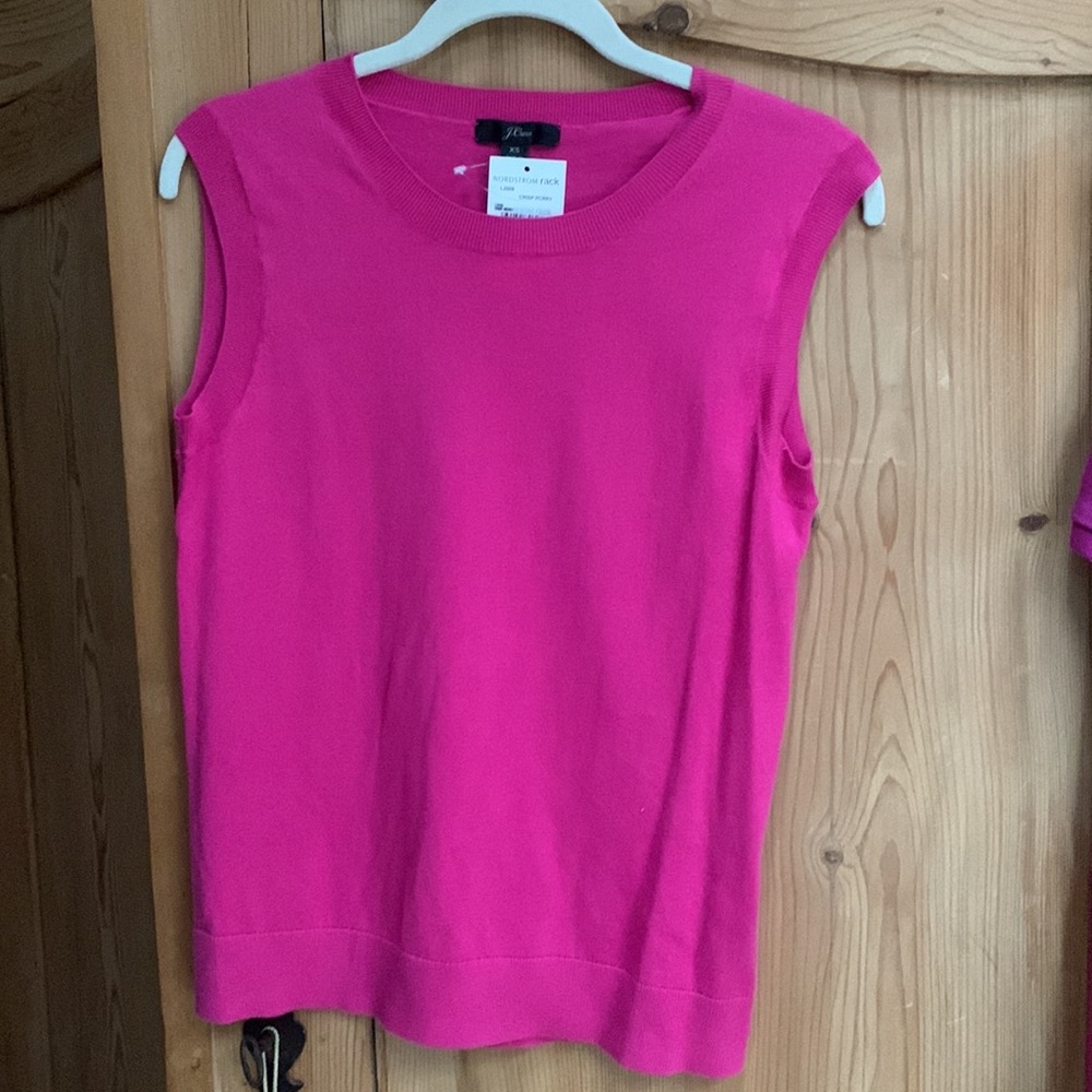 J Crew 💕 Chic Magenta Hot Pink Berry Cotton Sleeveless Tank Blouse XS Summer NWT